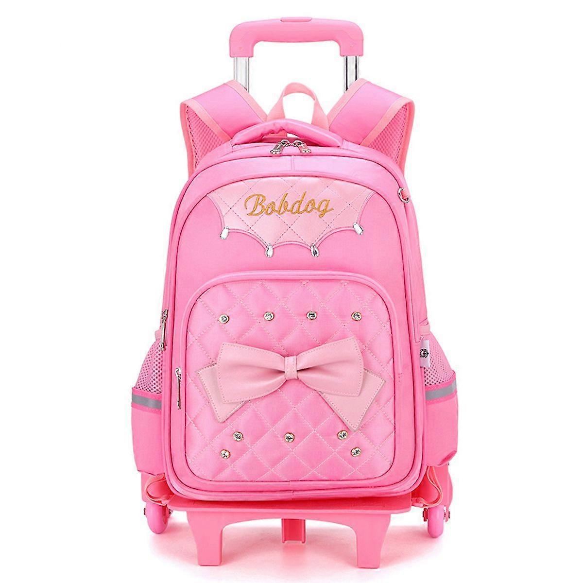 Bowtie Rolling Backpack Waterproof School Bag Step-Climbing  Backpack for Students