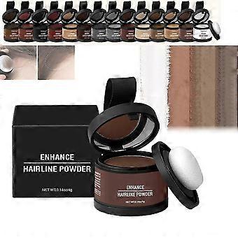 Enhances hairline with powder, instantly concealing a woman's hairline and covering gray hair (medium brown).