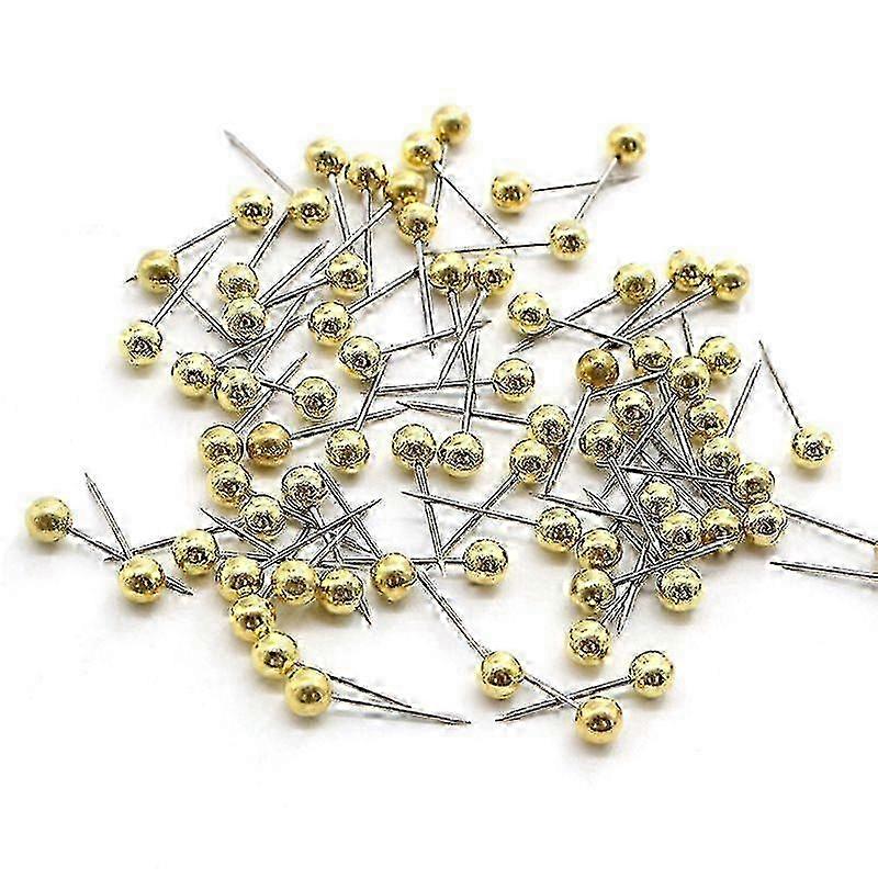 200 Gold Map Pins Round Head