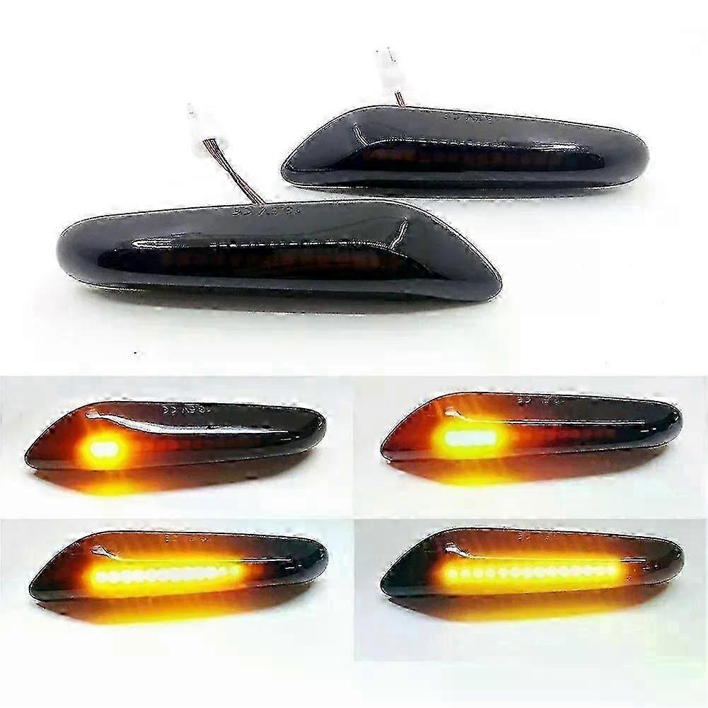 A Pair Dynamic Flowing LED Turn Signal Side Marker Light Blinker Fit For BMW E46 E60 E61 E90 E91 E81 E87 E82 E88 E83 E84 E92 E93 X3-JXLGV