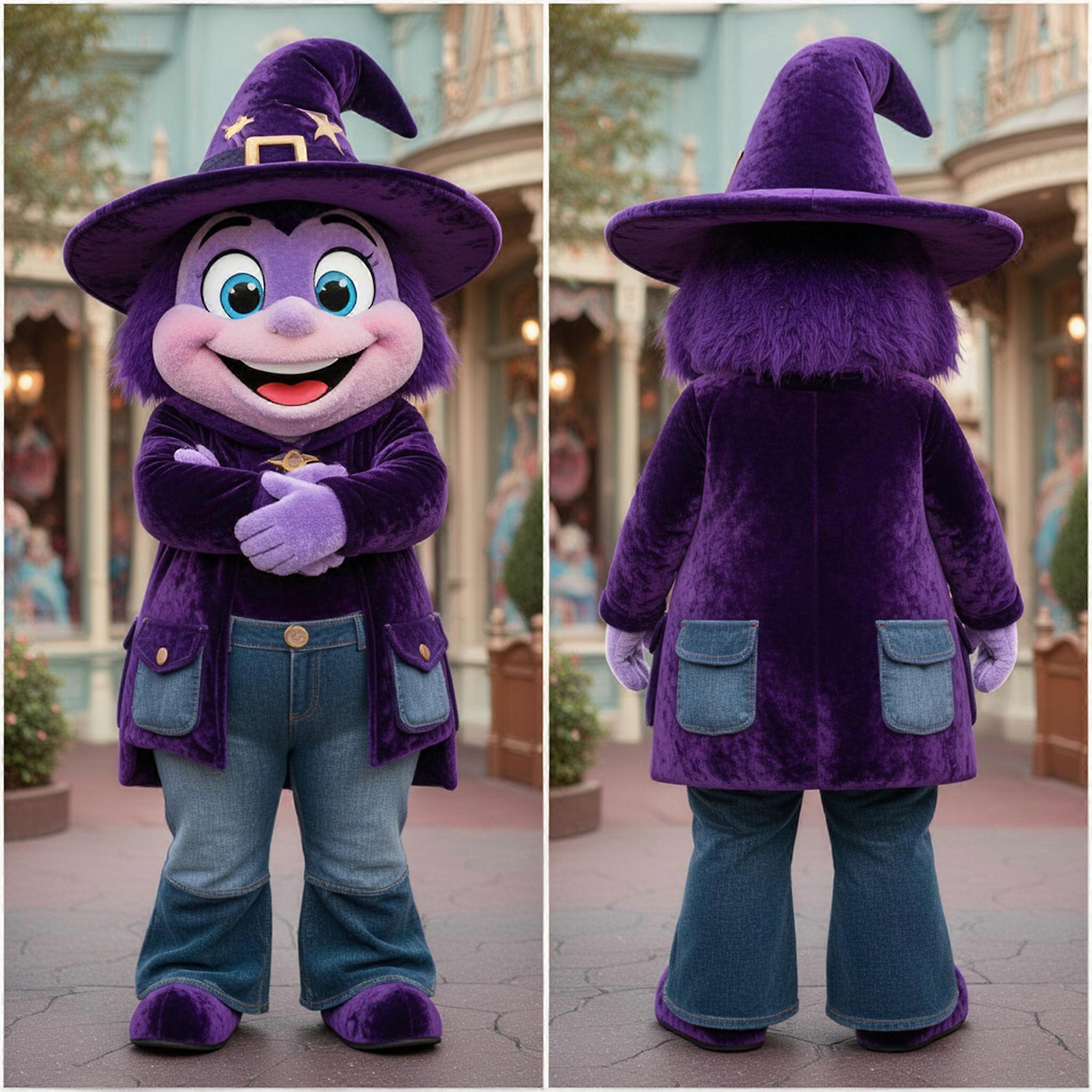 MASTICOT Deep Purple Velvety Witch Mascot