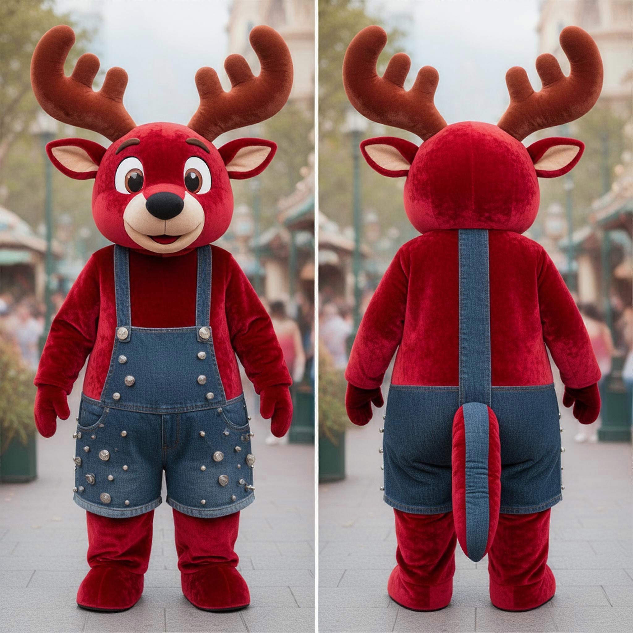 MASTICOT Crimson Cartoon Deer Mascot