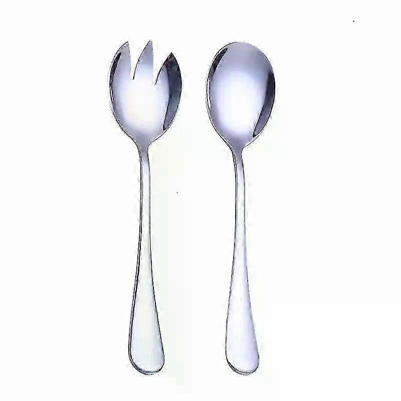 Ergonomic Stainless Salad Spoon Fork Mirror Set