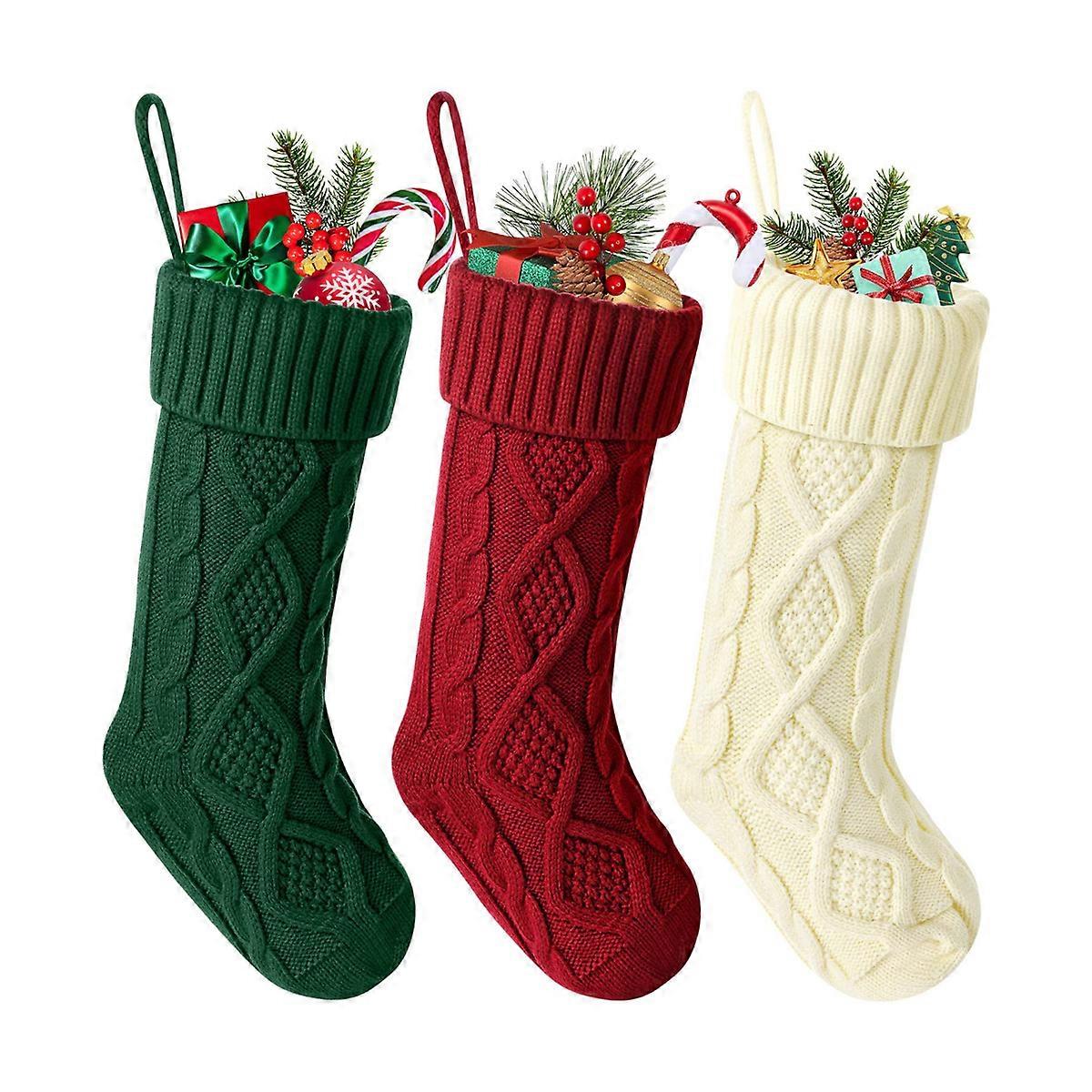 Rustic Cable Knit Christmas Stockings