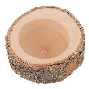 Wood Hamster Feeder Bowl 2Pcs Natural Wood Food Dish for Small Pets Squirrels Rabbits Teething Chew Toy 6x6x4cm