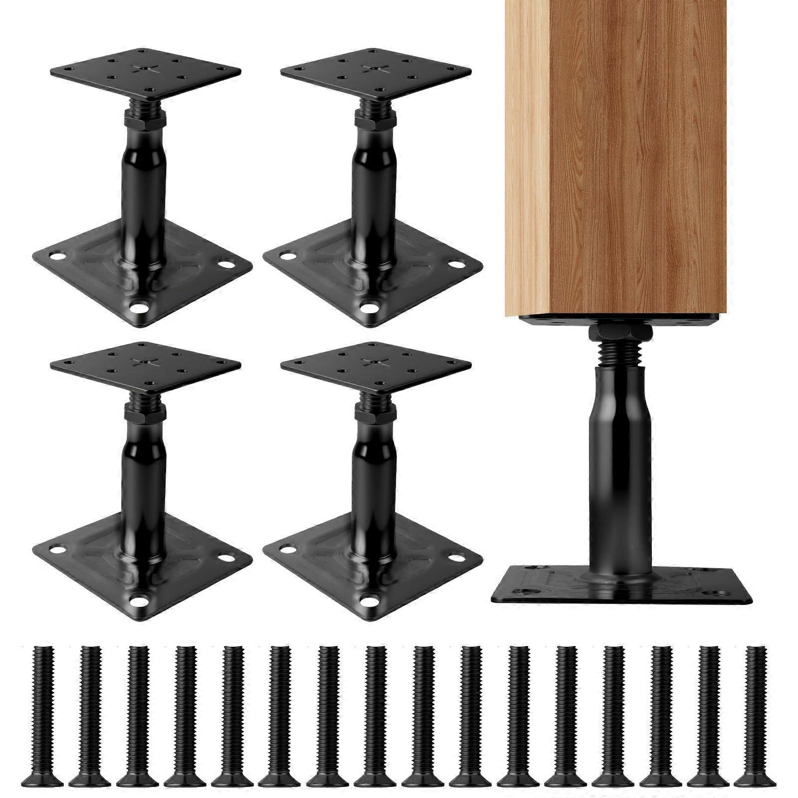 2PCS Adjustable Elevated Post Base Support, 100-150mm Galvanised Adjustable Elevated Post Base Support, Height Adjustables Elevate Post Bases Supports