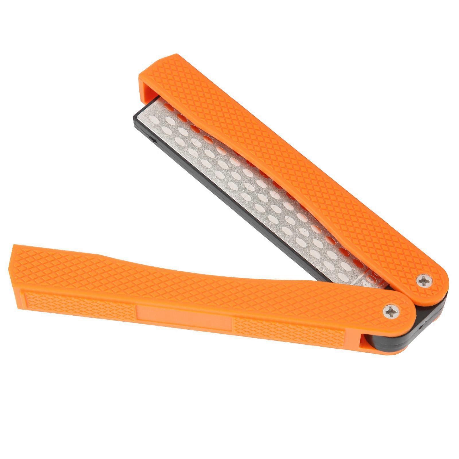 Folding Sharpener FanShaped DoubleSide Knife Blade Kitchen Sharpener Grinder Tool(Orange )