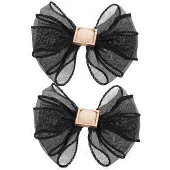 Wedding & High Heel Shoe Clips for Women, Black Decorative Bow, 1 Pair