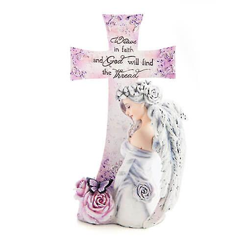 WEAVE IN FAITH Inspirational Scripture Quote Cross Ornament By Jessica Galbreth