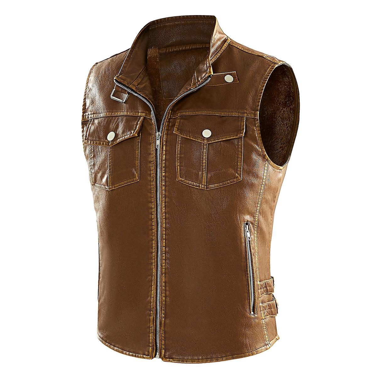 Cloudstyle الرجال الحرارية اصطف الصوف الوقوف طوق متعدد جيب بو الجلود الرمز البريدي سترة