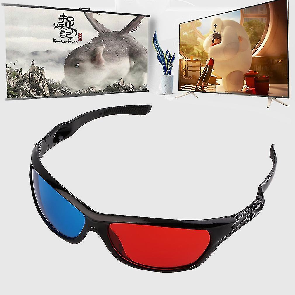 Black Frame Red Blue 3d Glasses For Dimensional Anaglyph Movie Game Dvd