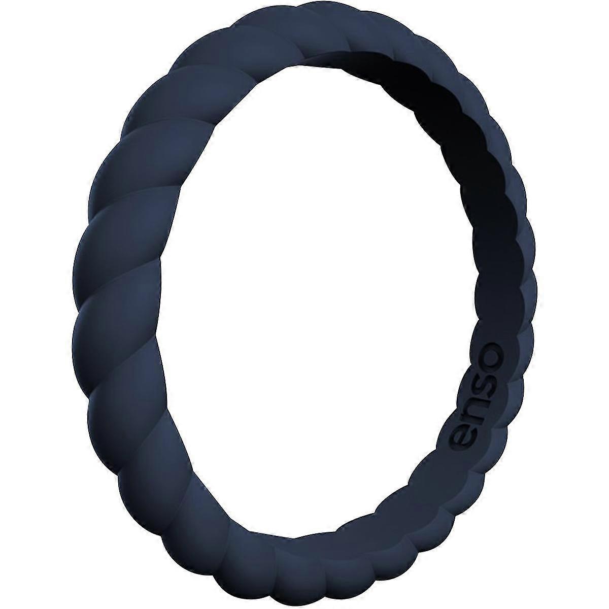Enso Rings Braided Stackables Series Silicone Ring - Midnight Blue