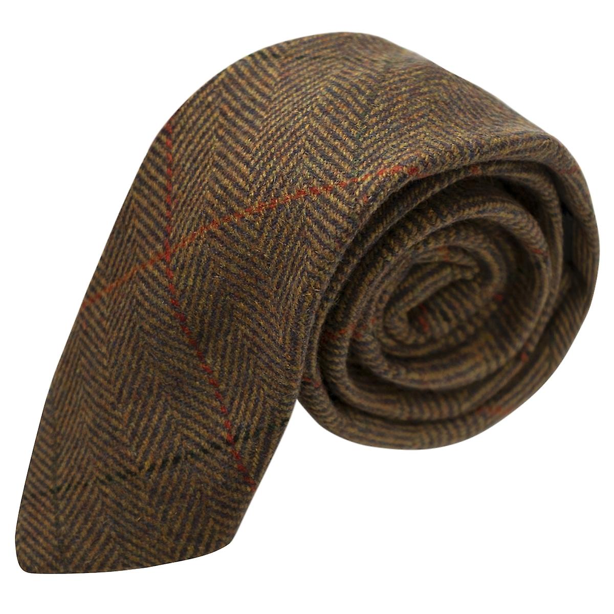 Dijon Brown Herringbone Check Tie
