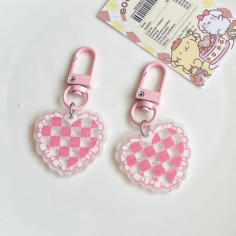 1pc Sweet Cute Pink Heart Keychain For Girls Minimalist Heart Keyring Bag Pendant