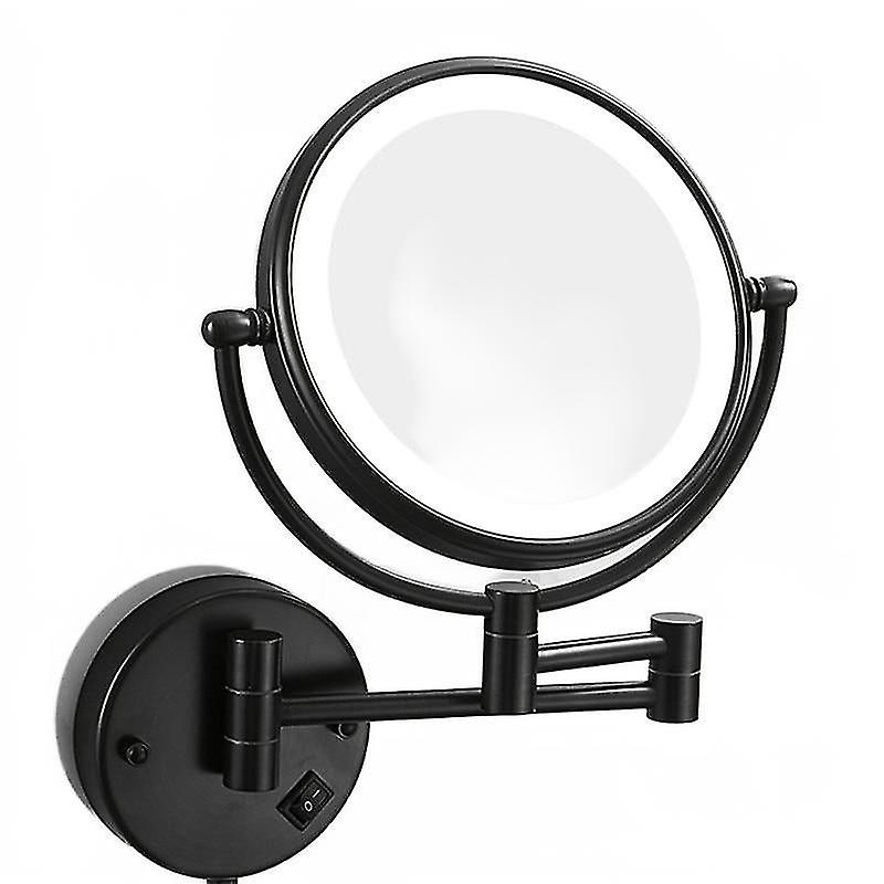 Makeup Mirrors Black Brass Led Extending Folding Wall Mounted Double Side Led Light Mirrors