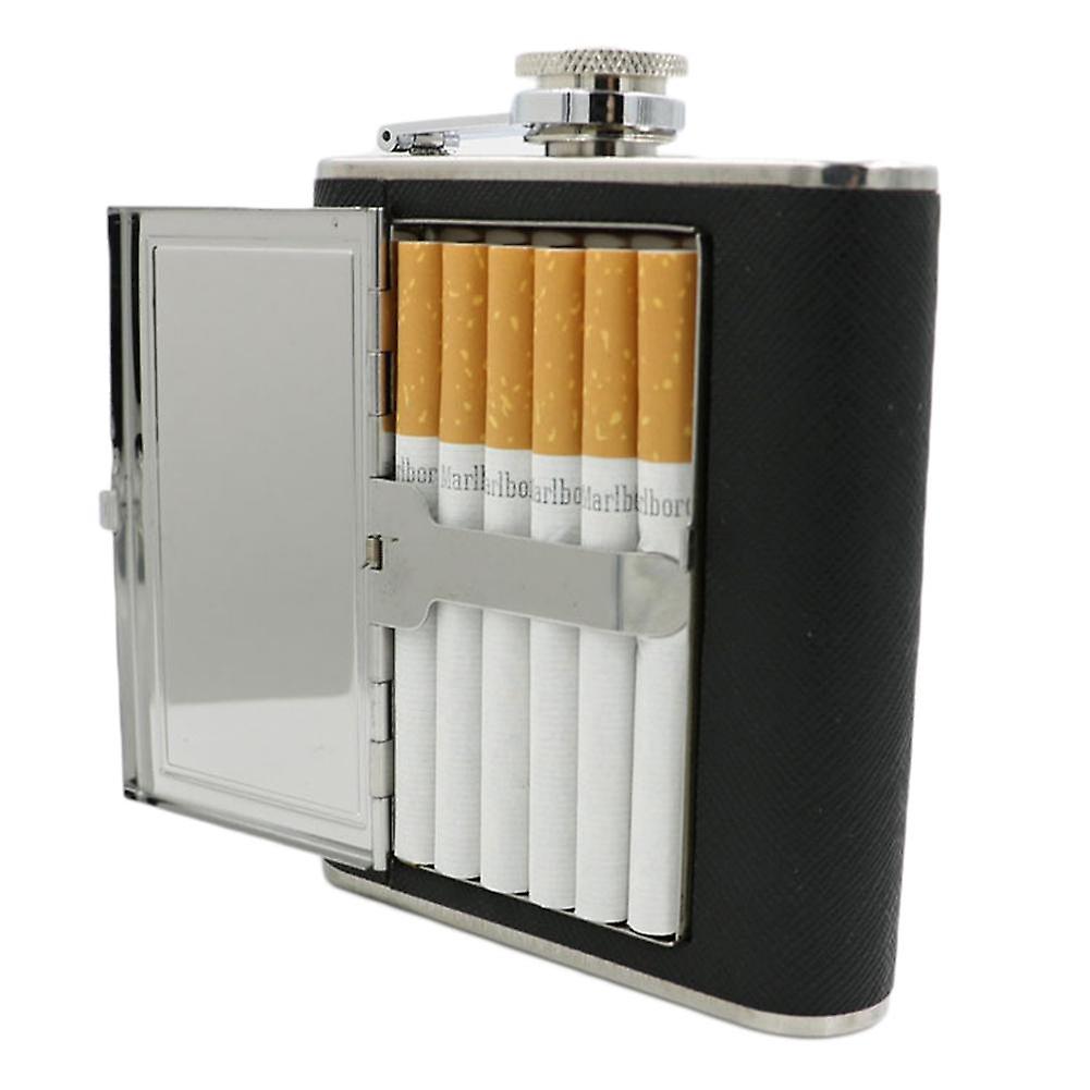 ZHOUBA Cigarette Case 5/6oz Stainless Steel Hip Flask Wine Liquor Alcohol Drinkware