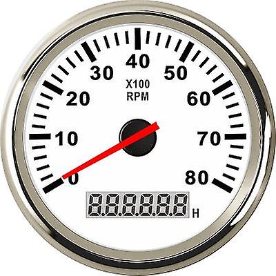 85mm Car Boat Tacho Sensor Marine Tacho Meter With Lcd Hourmeter 3000 4000 6000 8000 Rpm Boat Tachometer 12v/24v Red Backlight
