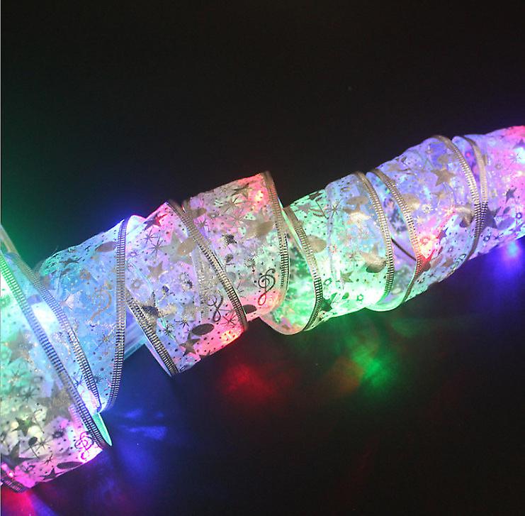 4M Christmas Decoration Bronzing Double-layer Silk Led Lighting Chain Ribbon