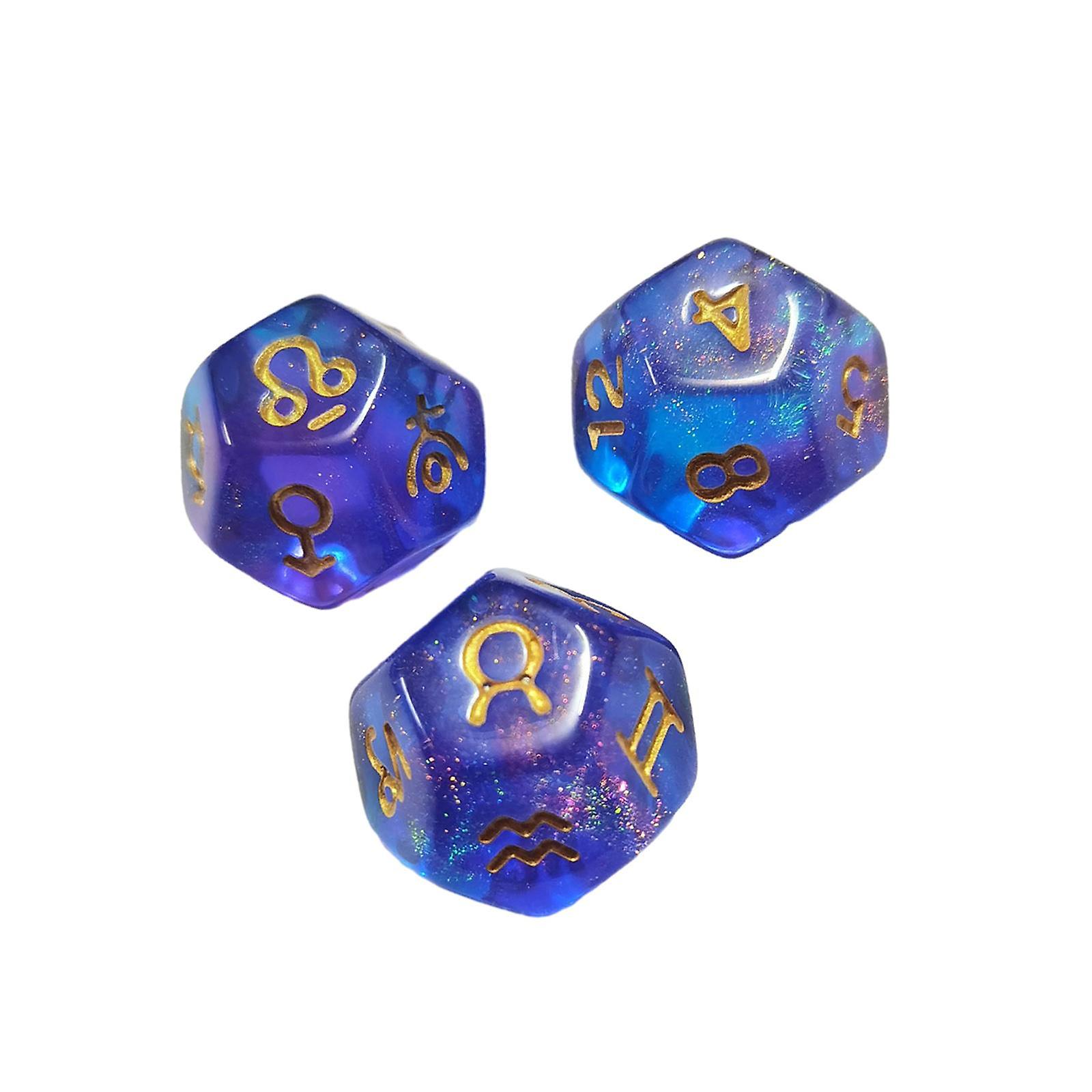 3 Pieces D12 Polyhedral Dice Astrology Dices for Card Game Role Playing Game Style A