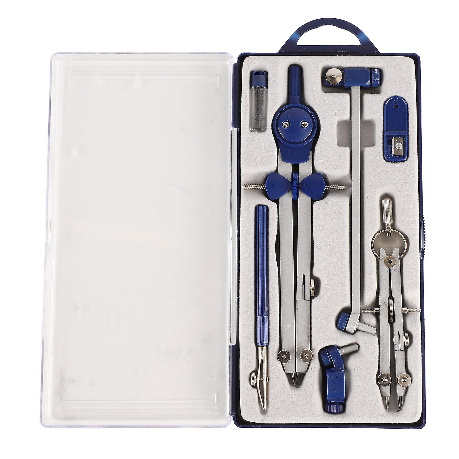 Compass Geometry Set Extensible Zinc Alloy Shatterproof Box Packed Durable Math Compass Set for Office School Drawing