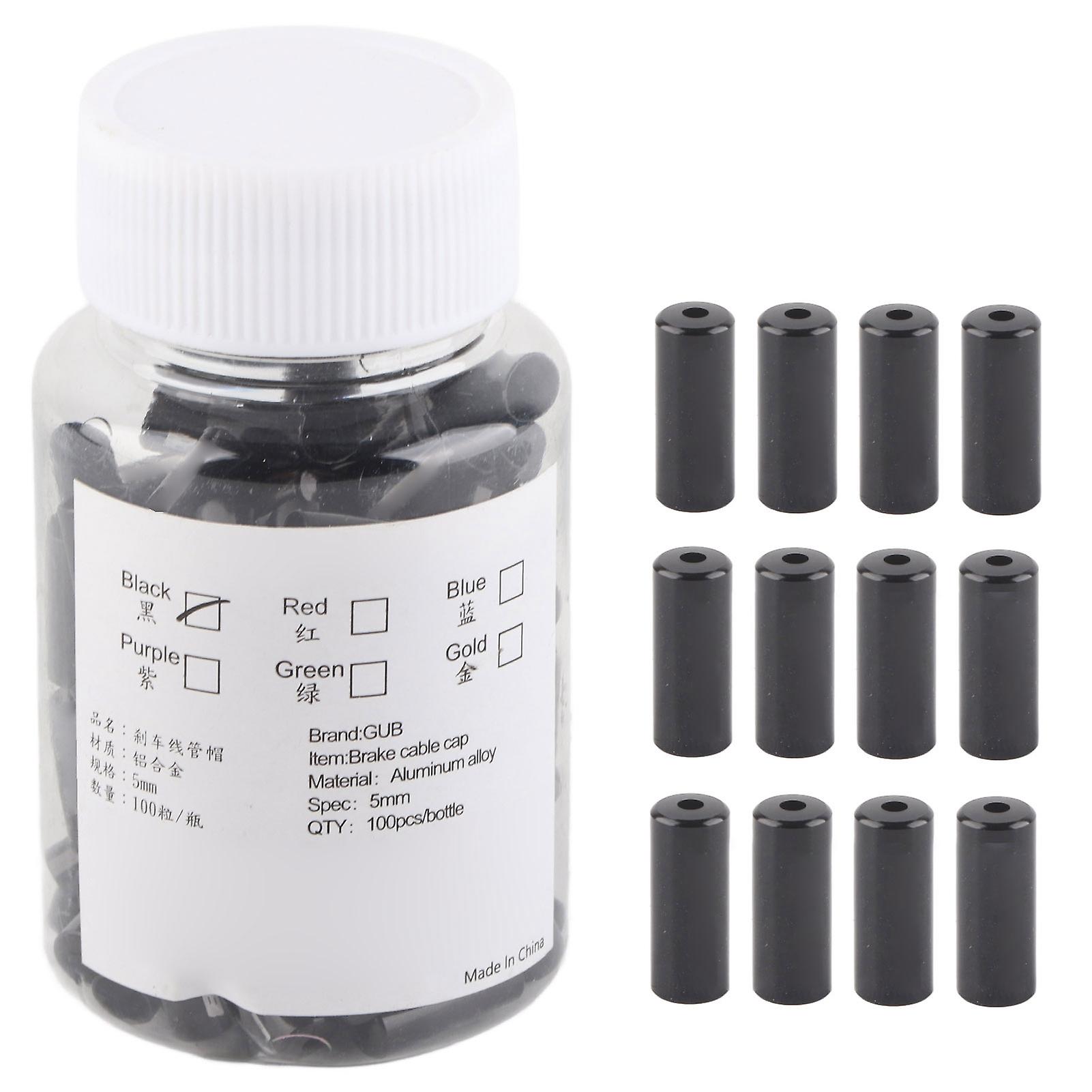 GUB 100Pcs Ποδήλατο κράματος αλουμινίου 5mm Καπάκι καλωδίου φρένων Αξεσουάρ ποδηλασίας ποδηλάτου μαύρο