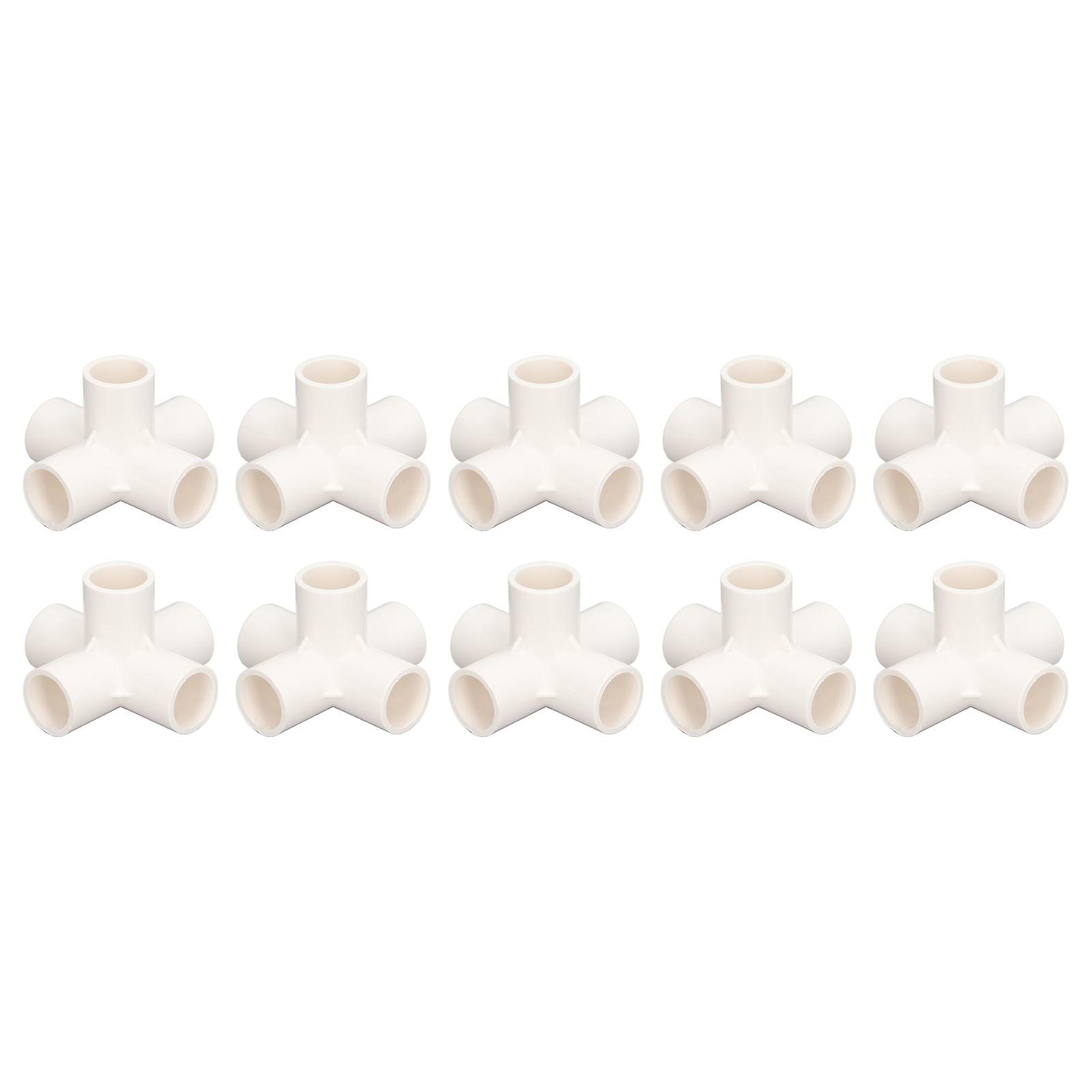 10 Pcs 5 Way Pipe Connector - 25mm PVC Elbow Pipe Fitting for Furniture Greenhouse Tent(White)