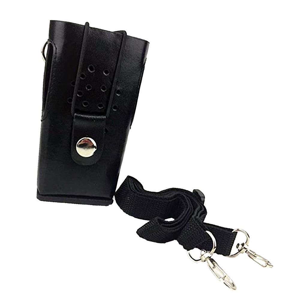 Hard PU Leather Carrying Holder Case Shoulder Strap for Two Way Radios