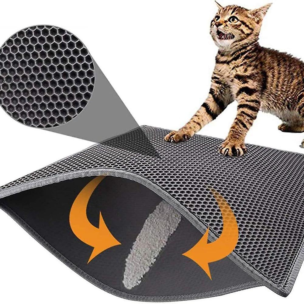 وسادة فضلات القطط ماسك فضلات القطط مقاس 30 * 30 سم ، تصميم طبقة مزدوجة على شكل قرص العسل مقاوم للماء والبول p