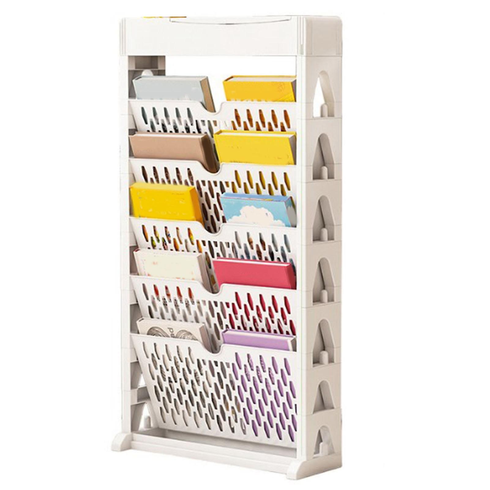 Large Capacity Bookshelf White Multipurpose Multilayer Book Storage Shelf Five Layers Single Row Space Saving Simple Style