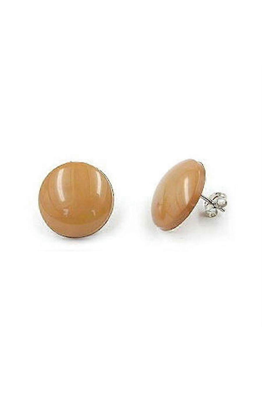 Earrings Round Beige Shiny - Gl06673