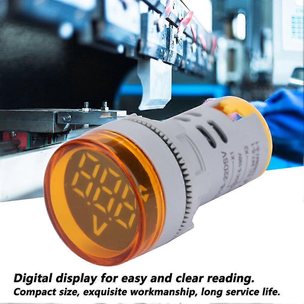 LED Voltmeter Signal Light Digital Display DC Voltage Meter Indicator Round Lamp Tester(Yellow)