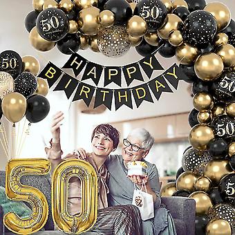 Festa Donna 50 Anni Decorazioni Per 50° Compleanno - Striscione Oro E Rosa Con Scritta In Tedesco Scritta Buon Compleanno - Foto 12