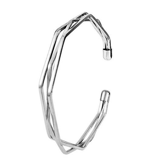 Simple Three Layer Design Irregular Geometric Bracelet Metal Opening Bangle Adjustable