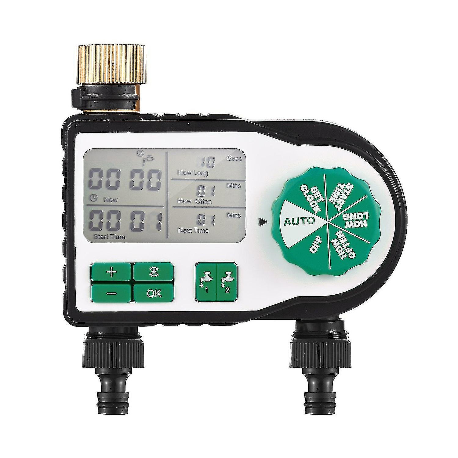 Timer di irrigazione automatico digitale con 2 connettori per tubi flessibili Rubinetto programmabile per timer di irrigazione da giardino