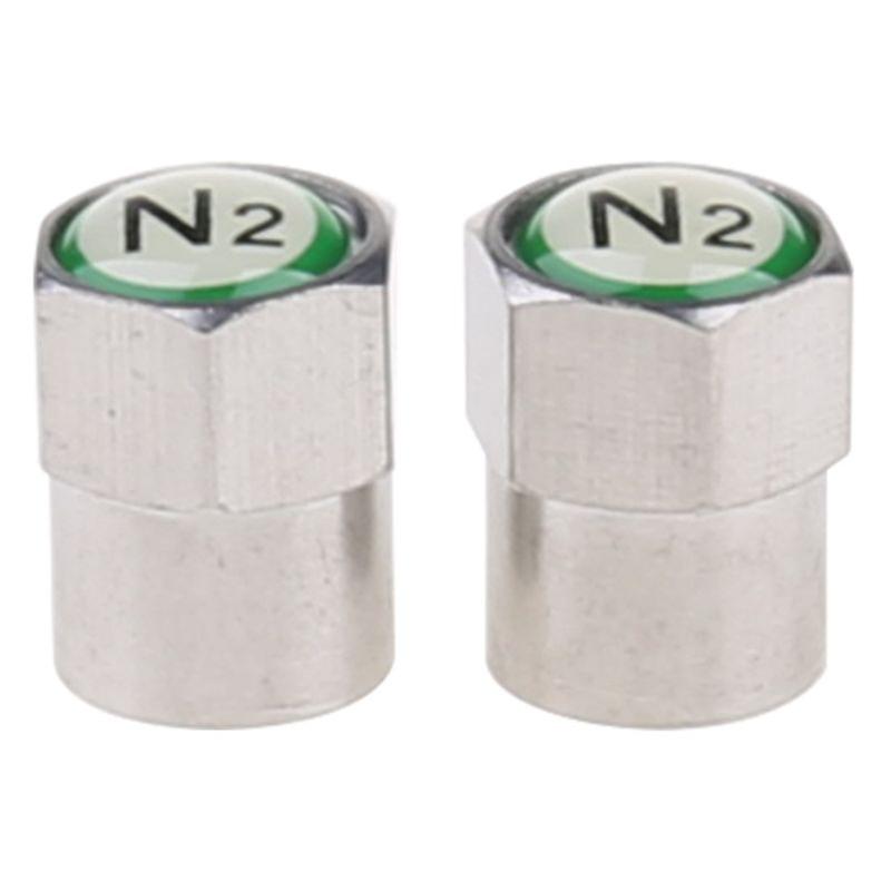 2Pcs/Set Chrome Car Auto TPMS for Valve Stem Cap N2 Nitrogen Tire Insert Cover