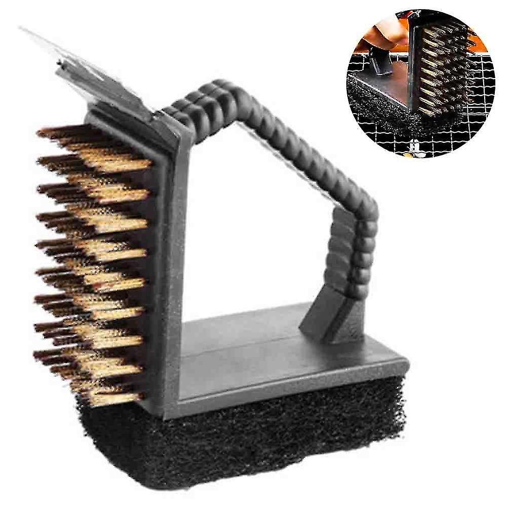 Barbecue Grill Brush And Scraper Extended, Large Wooden Handle And Replaceable Stainless Steel Brist