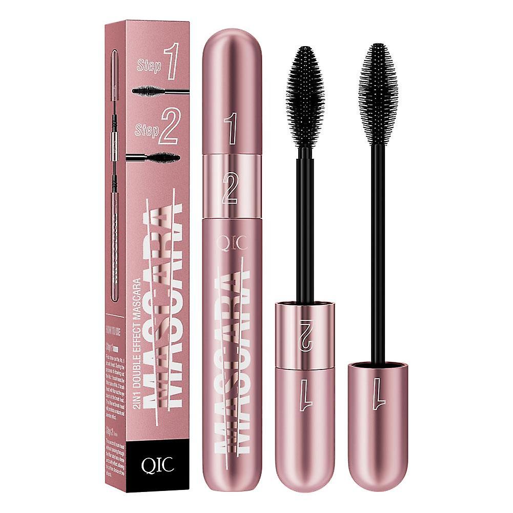 2 In 1 Mascara Waterproof Smudge Proof Lengthens And Volumizes Lashes With Dual Brush Design For Long Lasting Curl