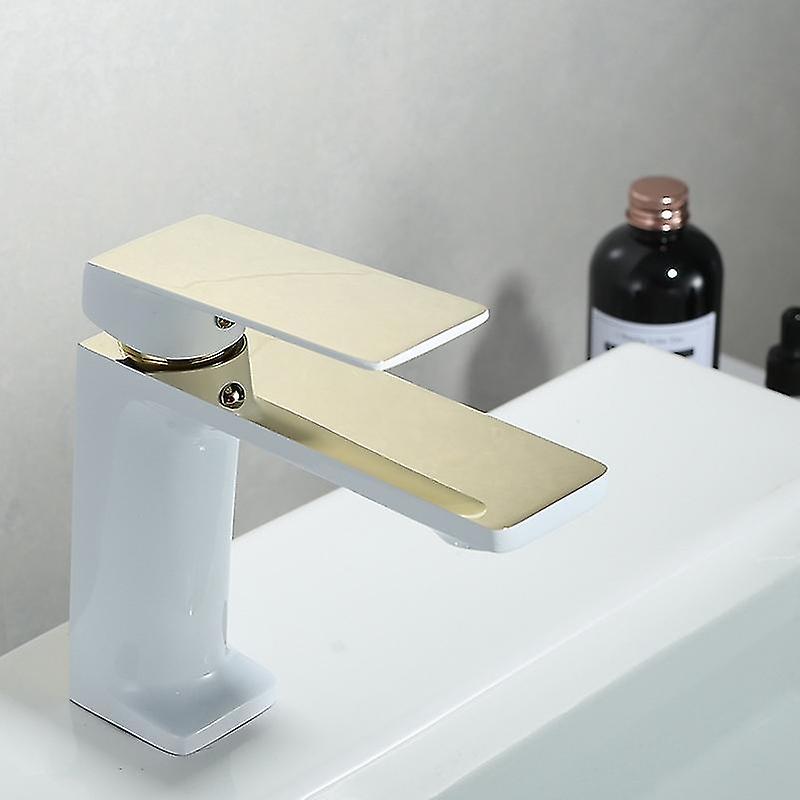 White Gold Basin Faucet Household Hotel Sanitary Ware Splash Proof Faucet
