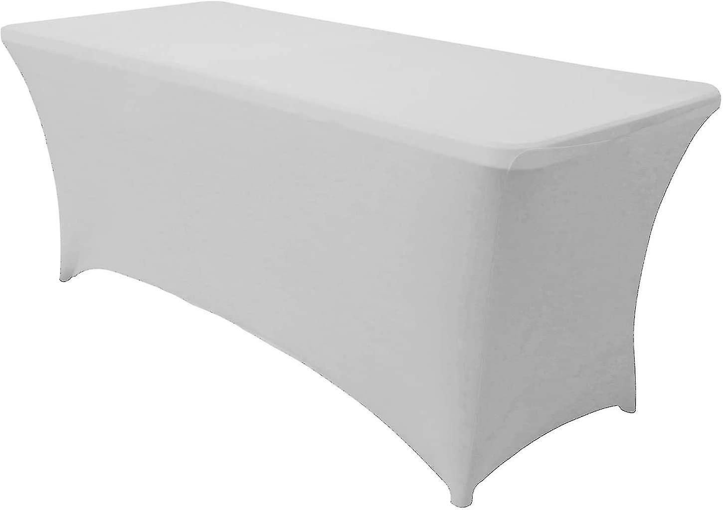 1 Pack Spandex Fitted Stretch Tablecloth Rectangular Training Stretch Table Cover For Banquet White