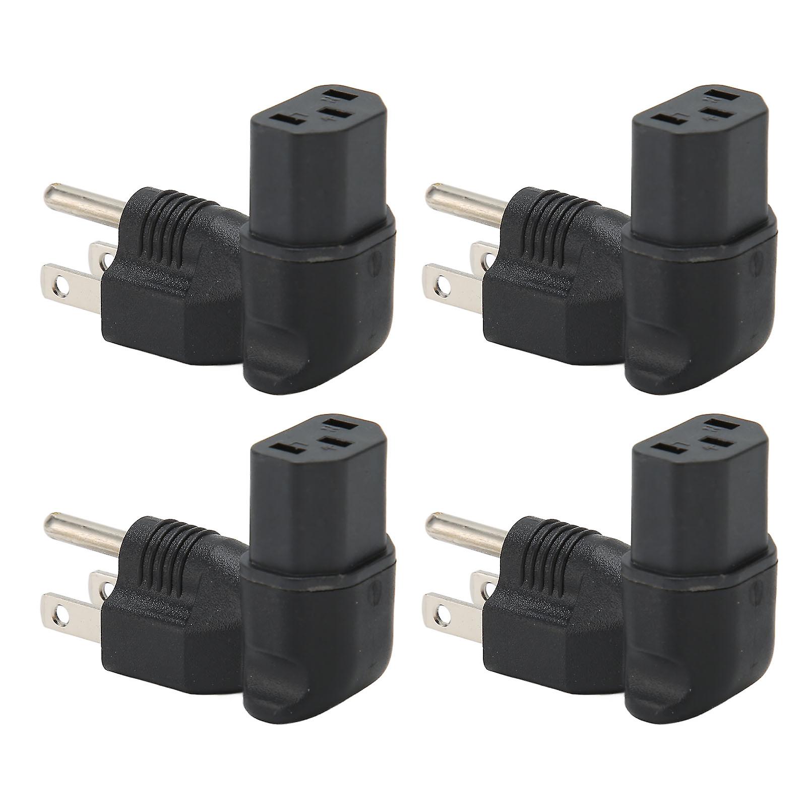 4pcs for NEMA 5‑15P to IEC320 C13 Converter 90 Degree 3 Prong Power Plug Adapter for Laptop Power Adapters