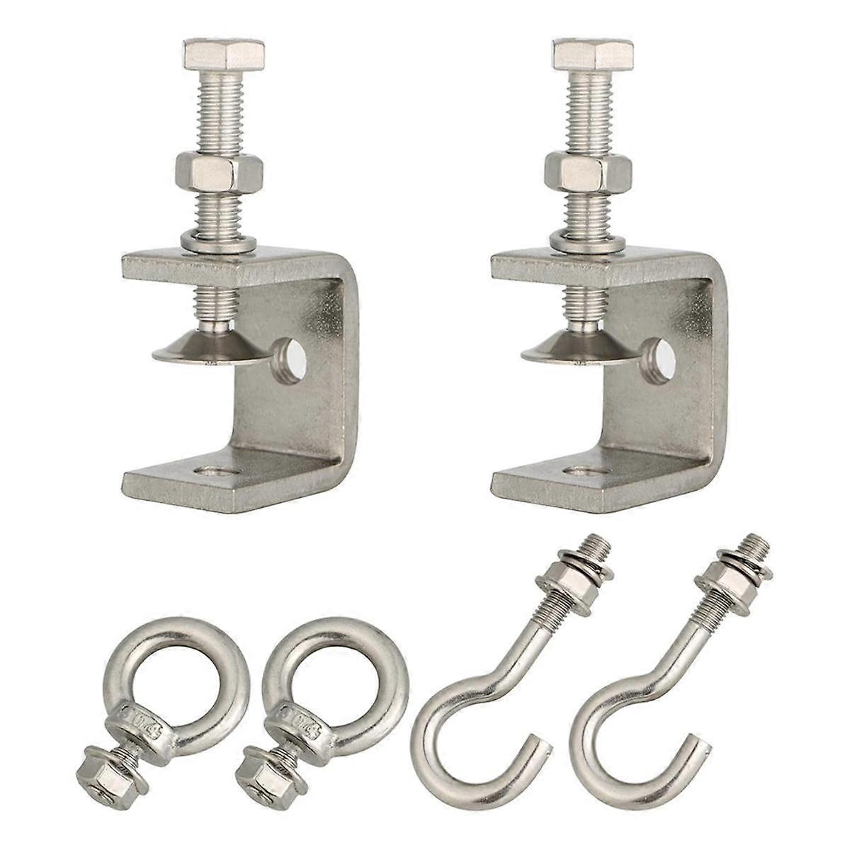 Stainless Steel Small C Clamp with Ring, C Clamp,Pipe Clamp Hooks for Hanging, Beam Clamp with Ring
