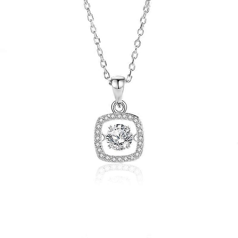 Necklace-Dancing Square-Moissanite Sparkle-Delicate Choker