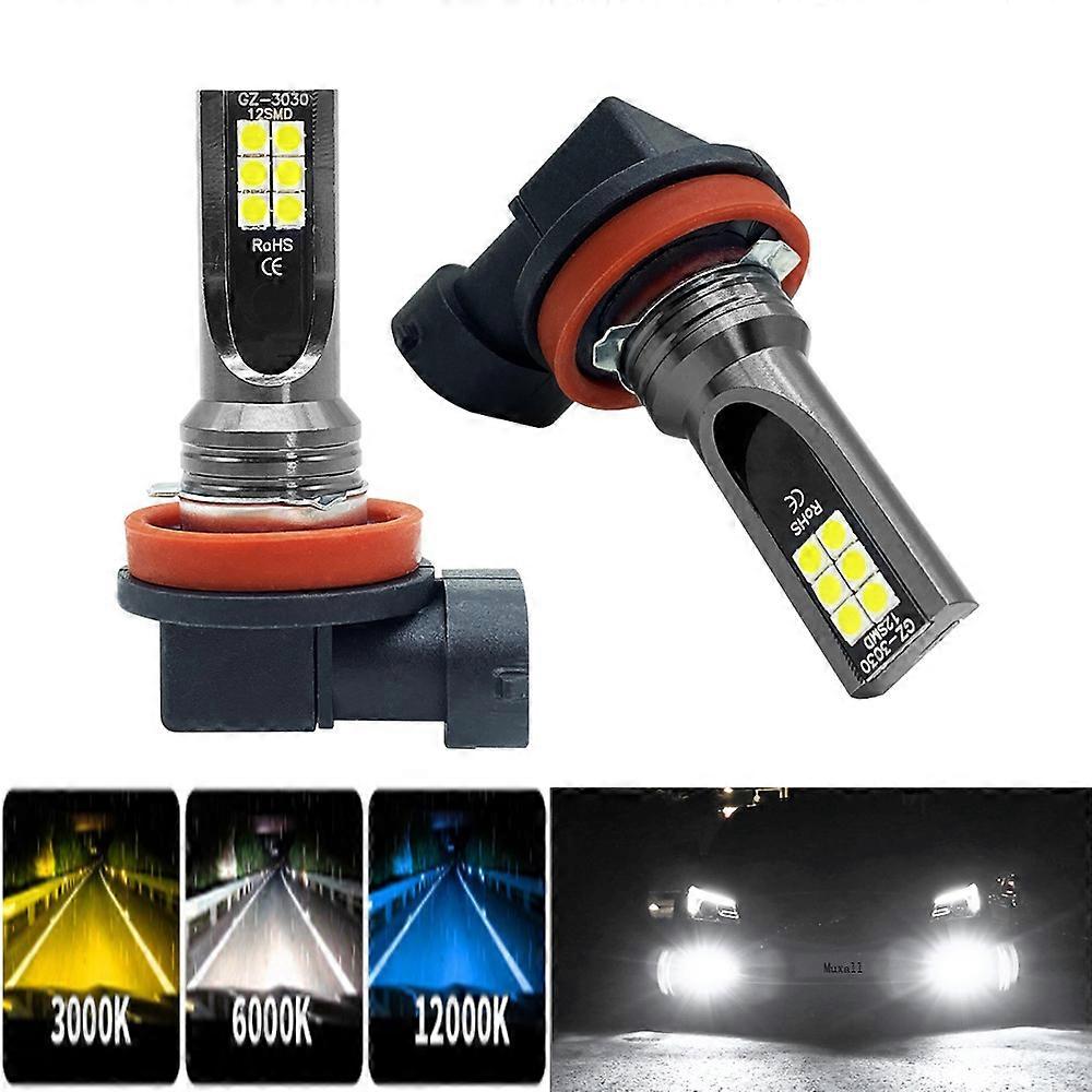 2Pcs H8 H11 car light LED Bulb H16JP 9005 HB3 9006 HB4 Led Lamp Super Bright Fog s Day Driving Running 12V 6000K White Blue