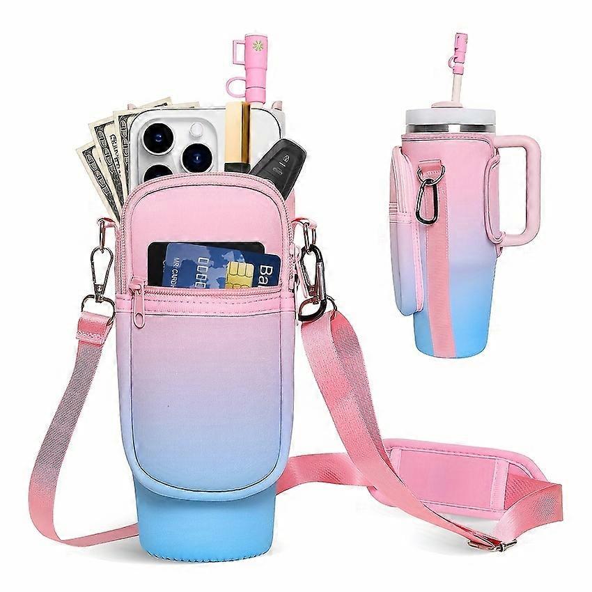 1200ml/40oz Water Bottle Sleeve, With Phone Pocket And Adjustable Shoulder Strap, Mug Accessories For Walking, Traveling, Camping, Driving