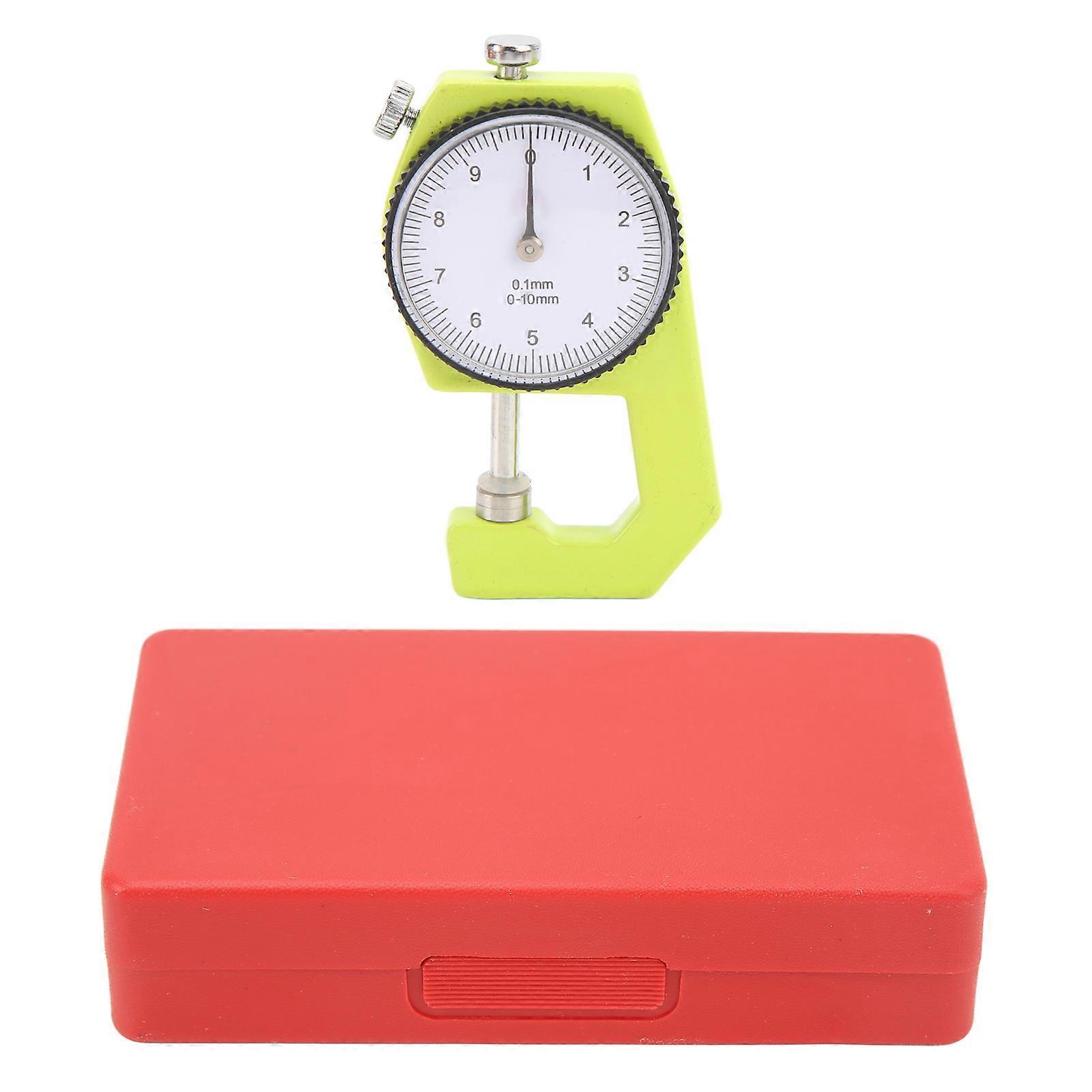 Thickness Gauge Round Dial Indicator Handheld Portable Tester 0.1mm Resolution 0?10mm Range Flat Head