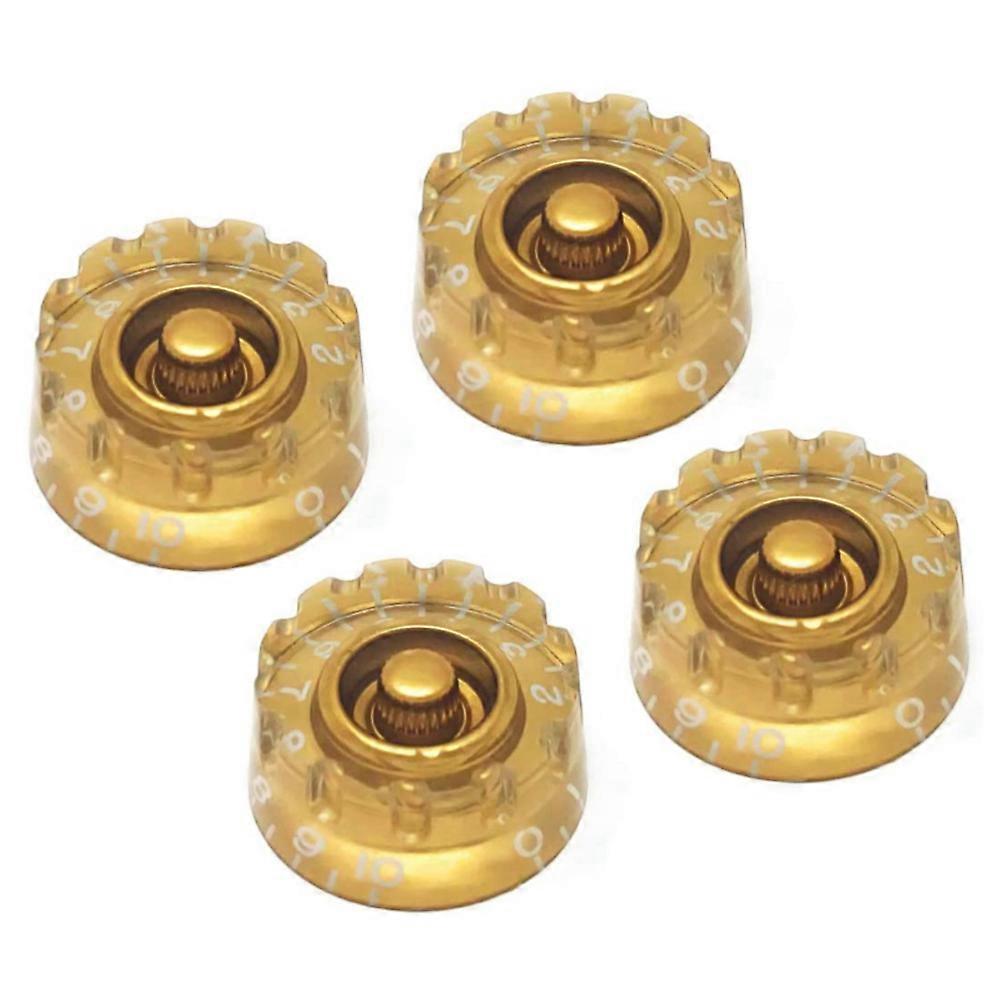 Gold Notched Speed Knobs for SG Electric Guitar (Set of 4) Knurled Fits 24 Fine-Spline Shaft Pots