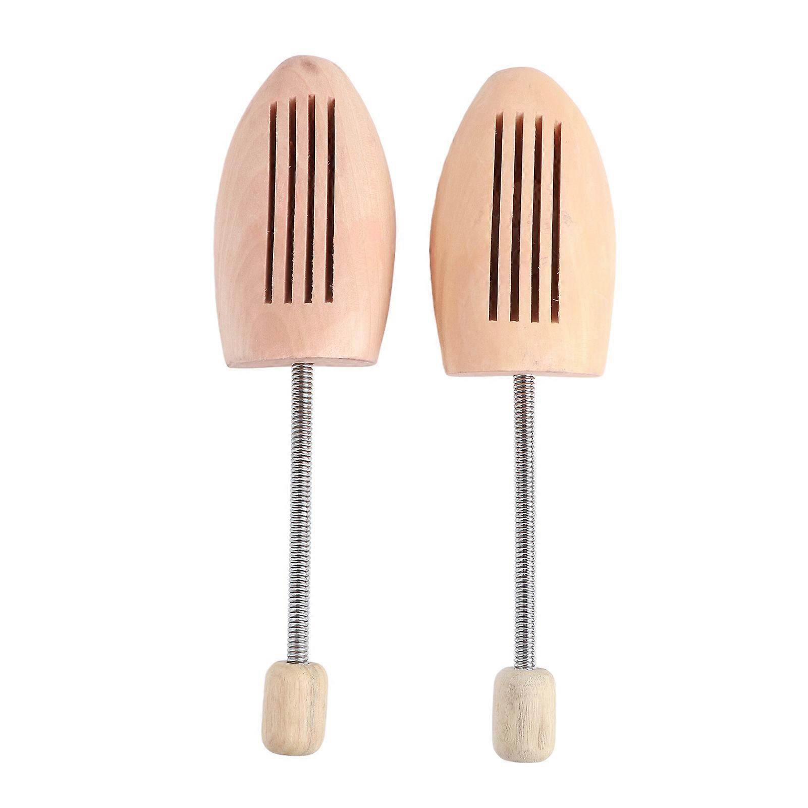 2Pcs Wood Anti Deformation Anti Wrinkle Women Men Shoe Tree Keeper with Spring Column(41 42)