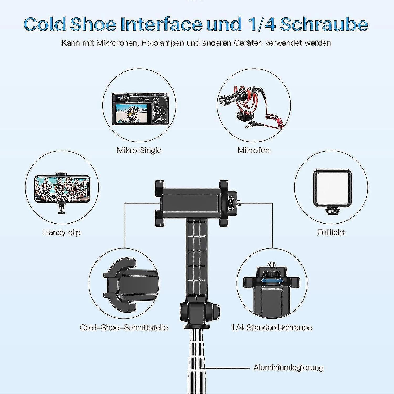Selfie Stick Tripod With Remote Control, 360  Rotation 3 In 1 Wireless Selfie