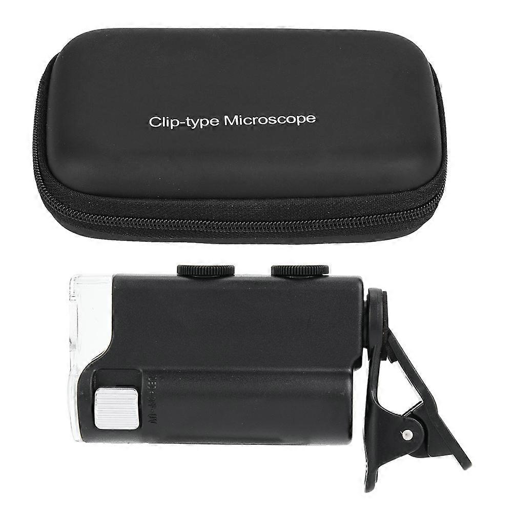 Universal Phone Microscope Magnifier 60~100X Zoom In with LED and UV Light Tiny Objects Observation Tool