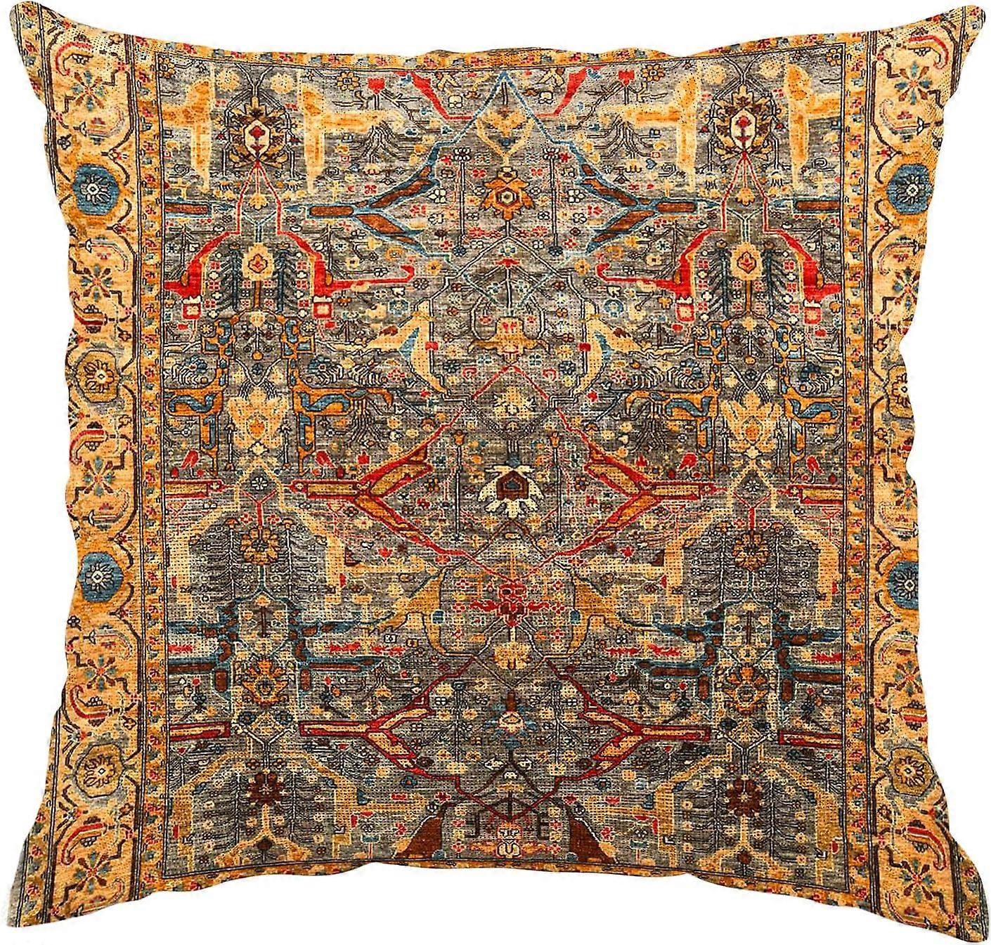 أغطية وسادة بوهو 20 × 20 ، وسائد رمي زخرفية باللون البرتقالي بتصميم عرقي للأريكة ، وسادة ديكور نمط السجاد وسادة مزرعة كتان كيس وسادة ل